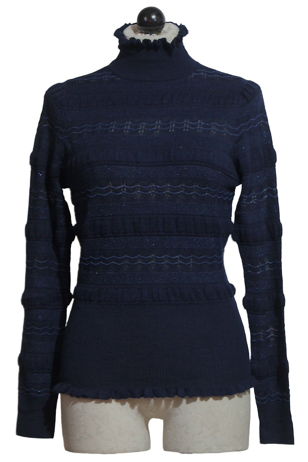 Pacific colored Striped Pointelle Knit Adison Top by Marie Oliver