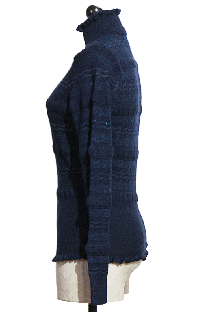 side view of the Pacific colored Striped Pointelle Knit Adison Top by Marie Oliver