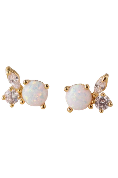 Adora round Opal Stud Earrings by Lover's Tempo with Cubic Zirconia petals