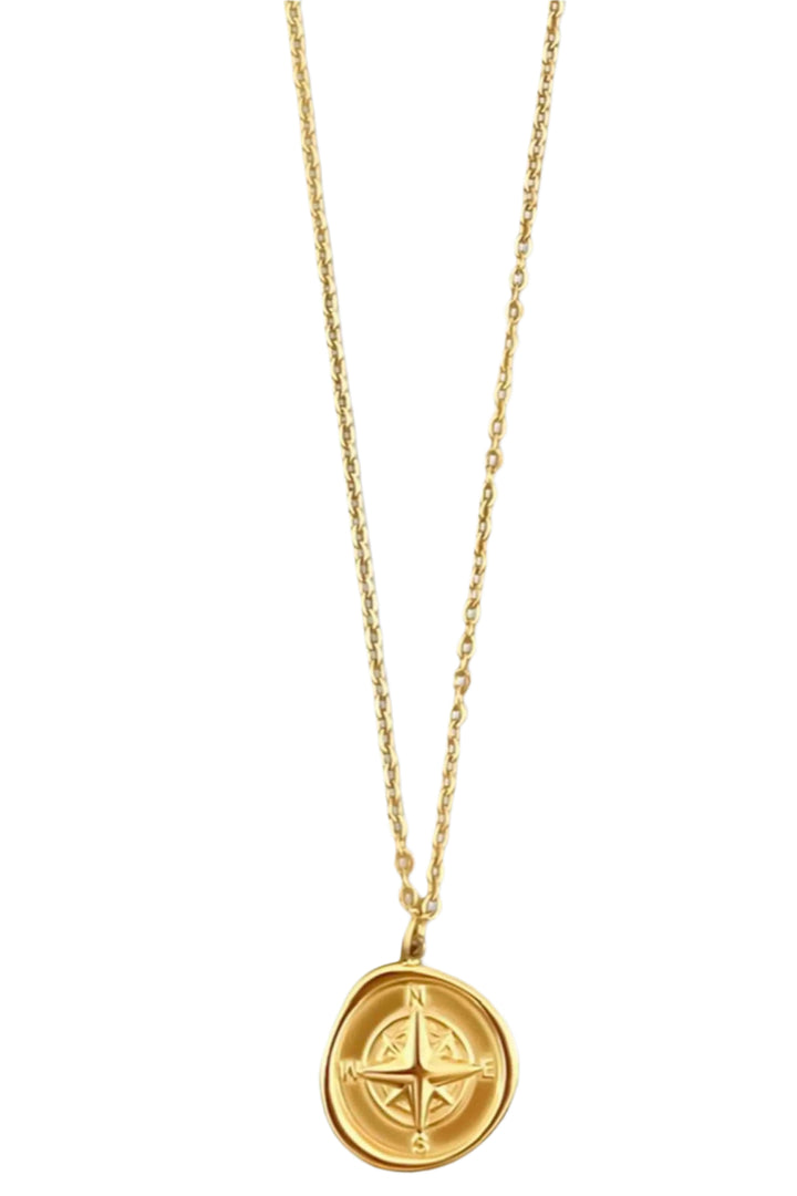 Gold  Aerin Compass Pendant Necklace by Ellie Vail 