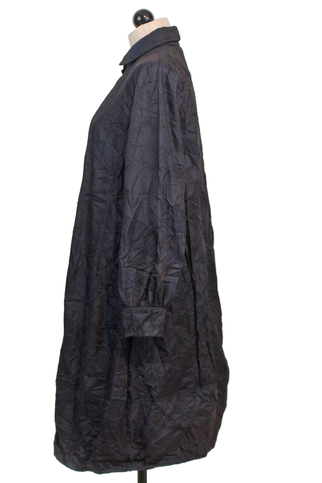 side view of Akio Shirt Dress by Kozan in a beautiful Crushed Dark Navy