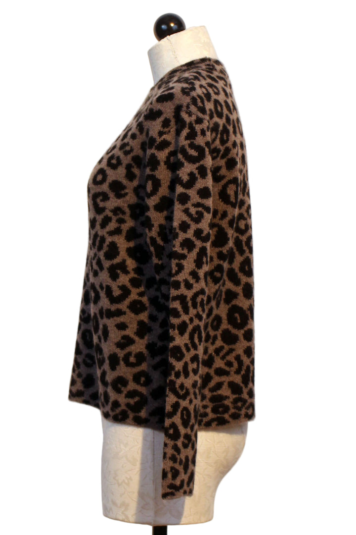 side view of Sasha Leopard Crewneck Sweater by Alashan Cashmere