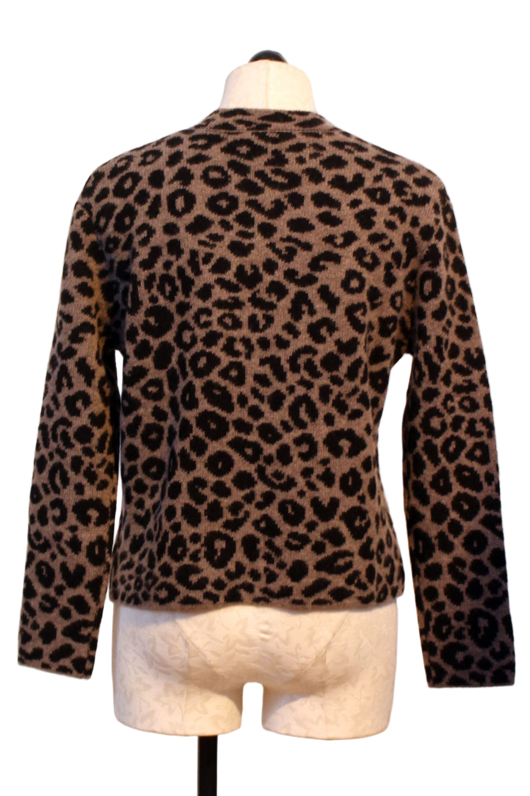 back view of Sasha Leopard Crewneck Sweater by Alashan Cashmere