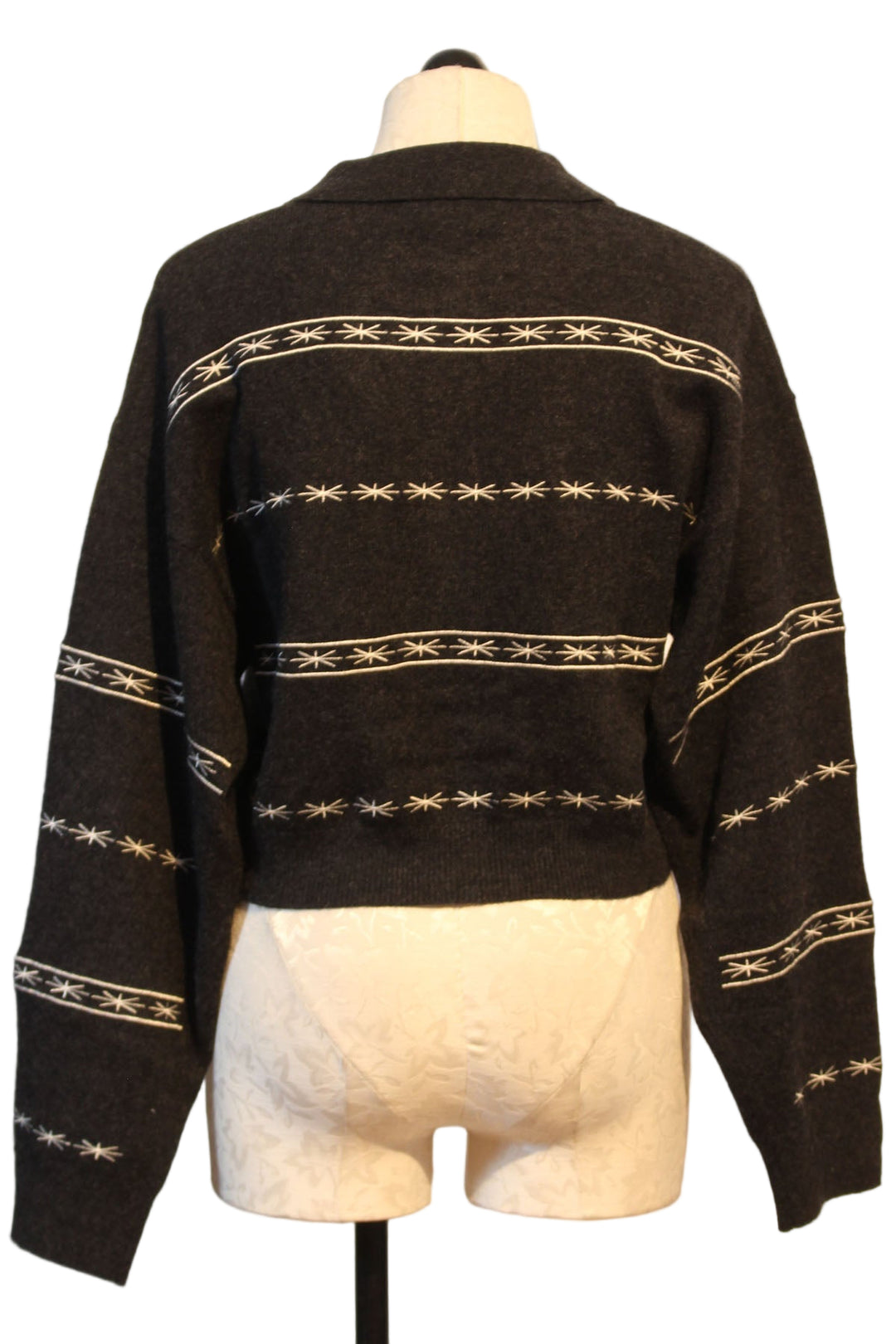 back view of Button Front Alba Embroidered Bomber by Colorush