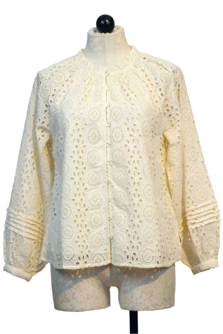 Ivory Lined Long Sleeve Alicia Eyelet Blouse by Cleobella