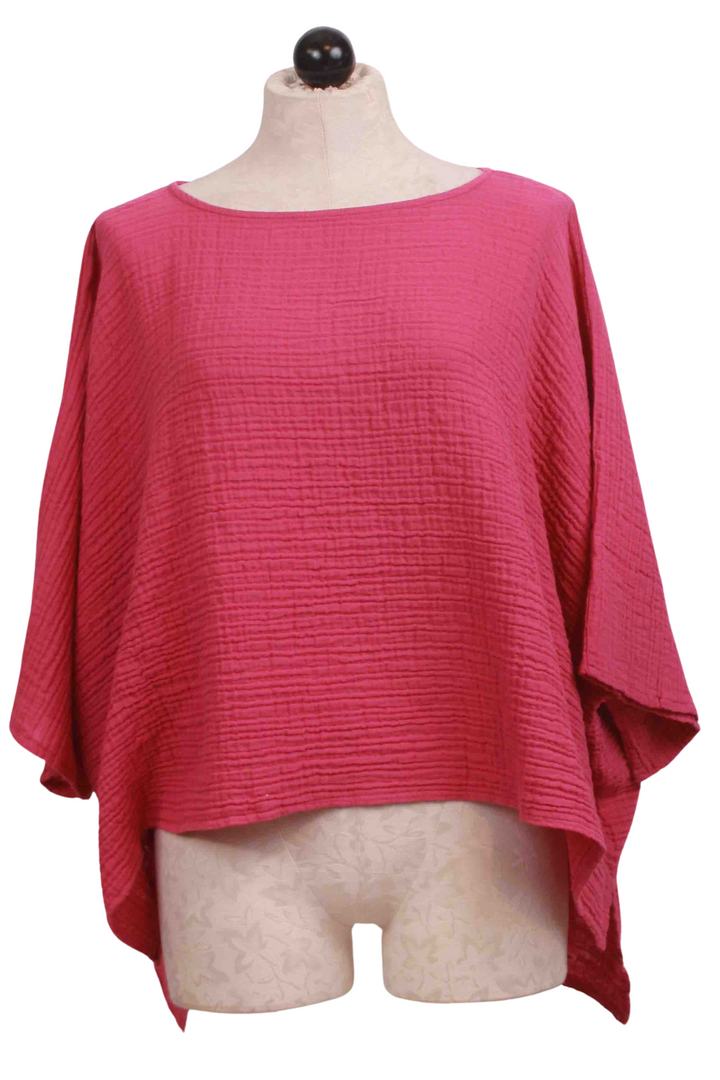 Oversized, Boxy Raspberry Alina Gauzy Cotton Top by Kozan