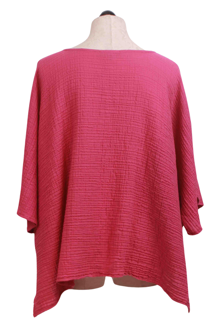 back view of Oversized, Boxy Raspberry Alina Gauzy Cotton Top by Kozan