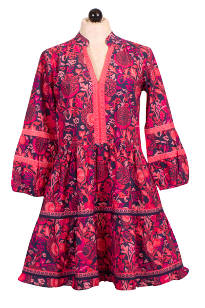 Navy/Pink Long Sleeve Alison Floral Block Dress by La Plage