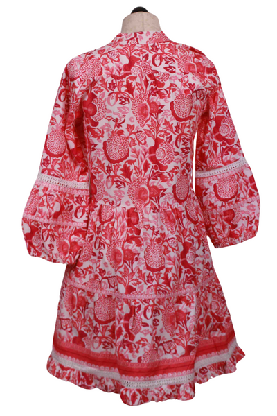 back view of White and pink Floral Block Alison Long Sleeve Dress by La Plage