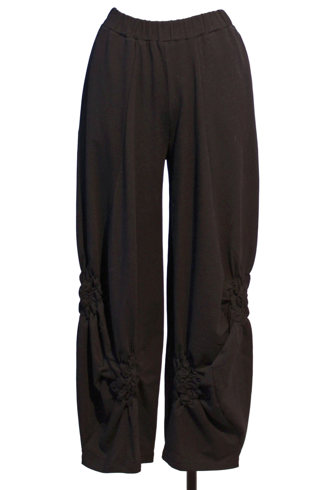 Nite colored Almila Pant by Kozan with ruched rosette-like detail along the bottom
