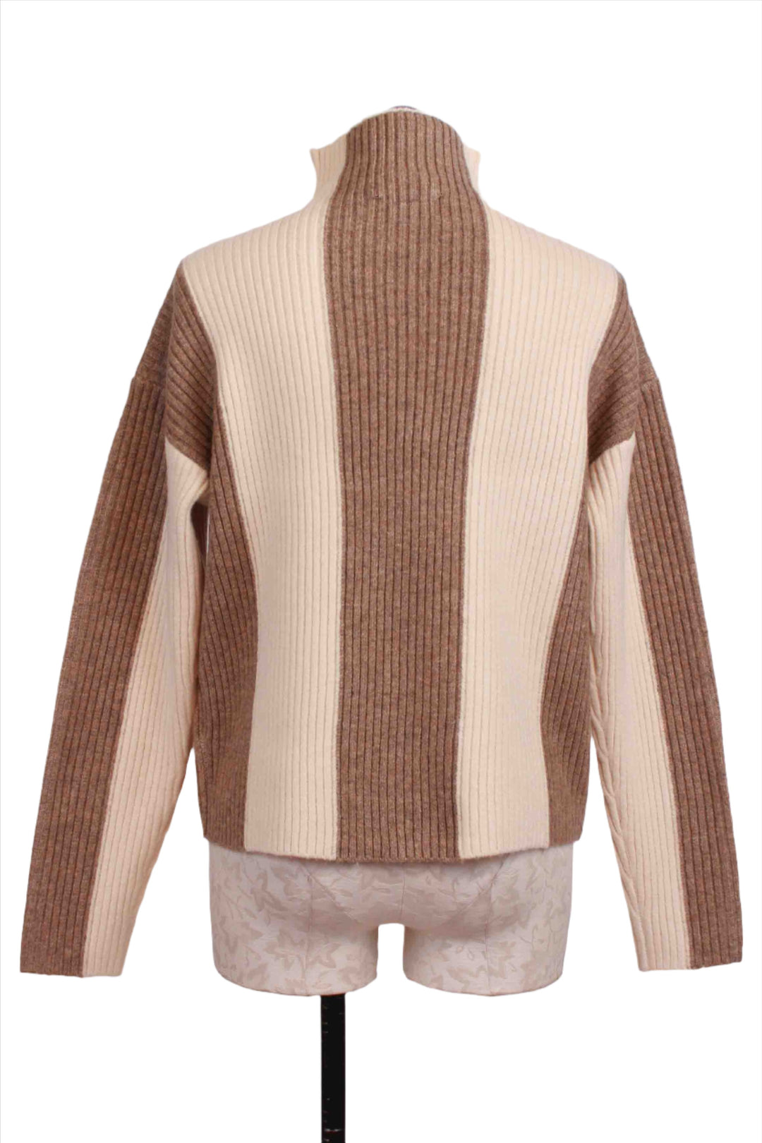 back view of Sand and Wheat colored Amerie Colorblock Sweater by Fifteen Twenty