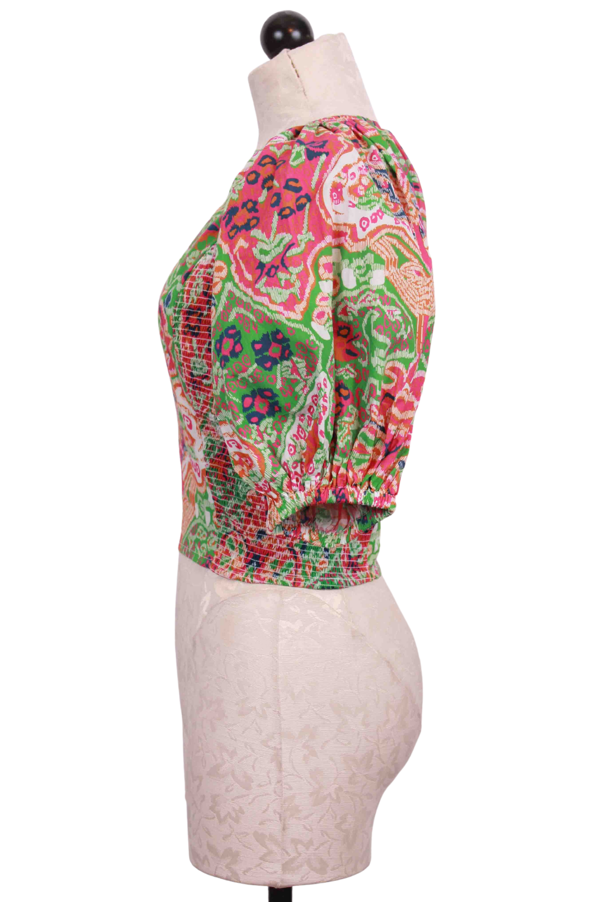 side view of Floral cropped Aminah Top by Cleobella