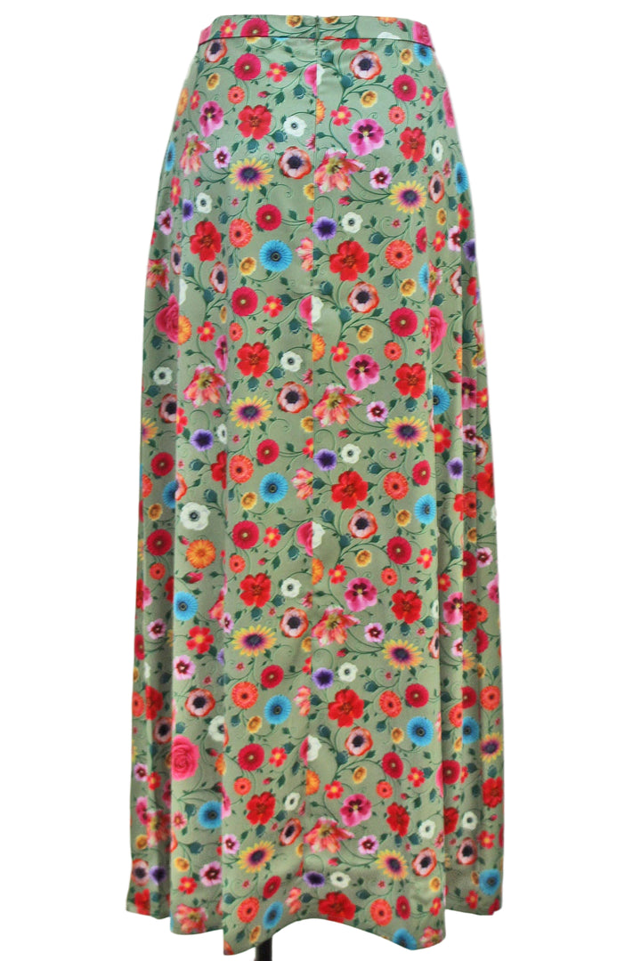 back view of Maxi Floral Anita Skirt by Elizabeth James in Divine Green