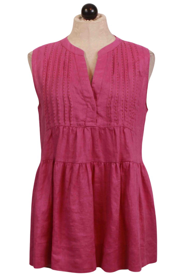 Fuschia Anthemis Linen Sleeveless Top by Devotion Twins