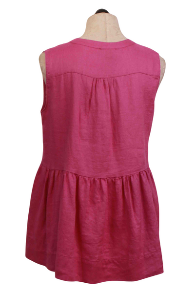 back view of Fuschia Anthemis Linen Sleeveless Top by Devotion Twins