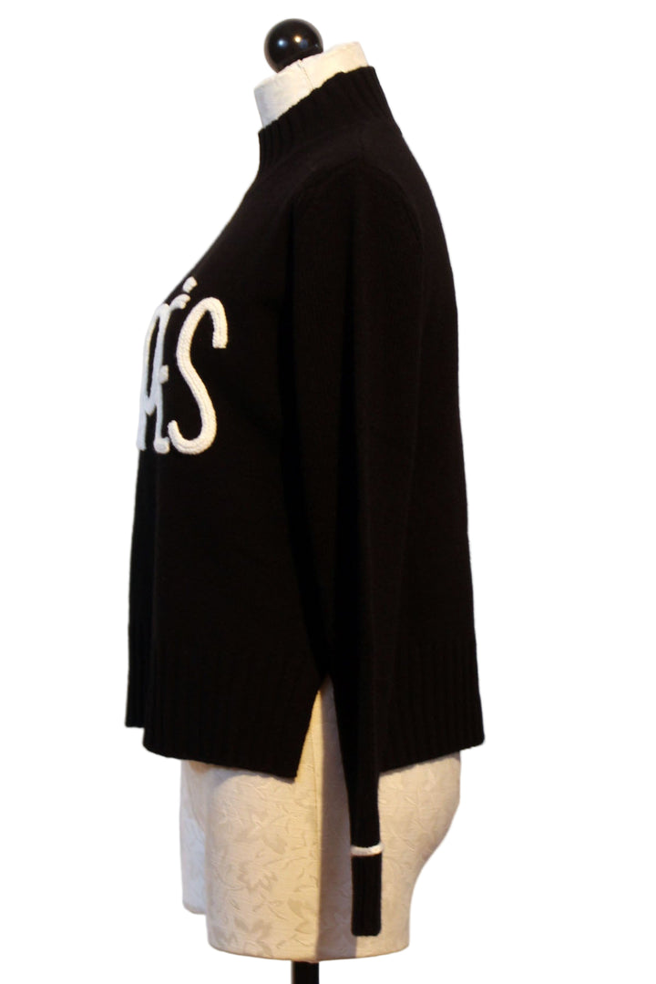side view of Black Apres Mock Neck Sweater by Alashan Cashmere