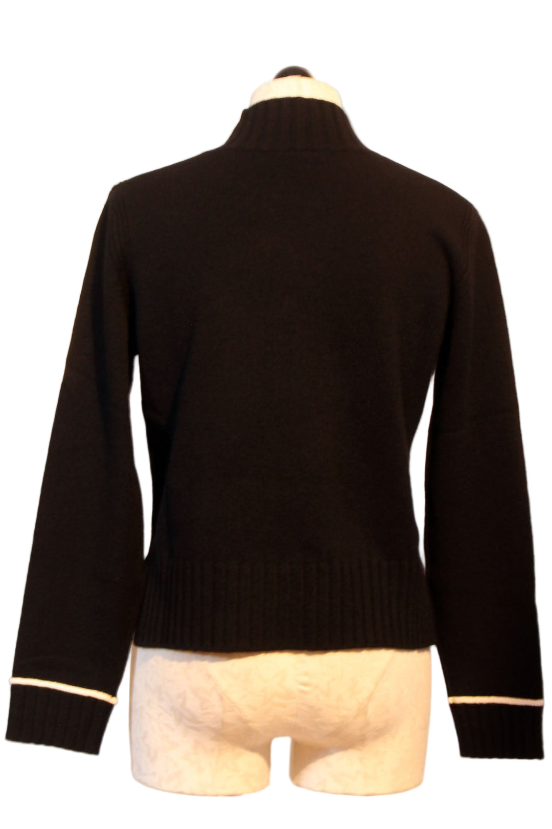 back view of Black Apres Mock Neck Sweater by Alashan Cashmere