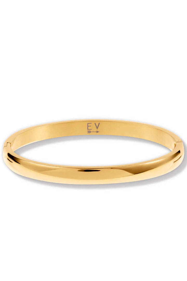 Gold Plated Stainless Steel Arielle Bangle Bracelet by Ellie Vail with a Hinge Closure