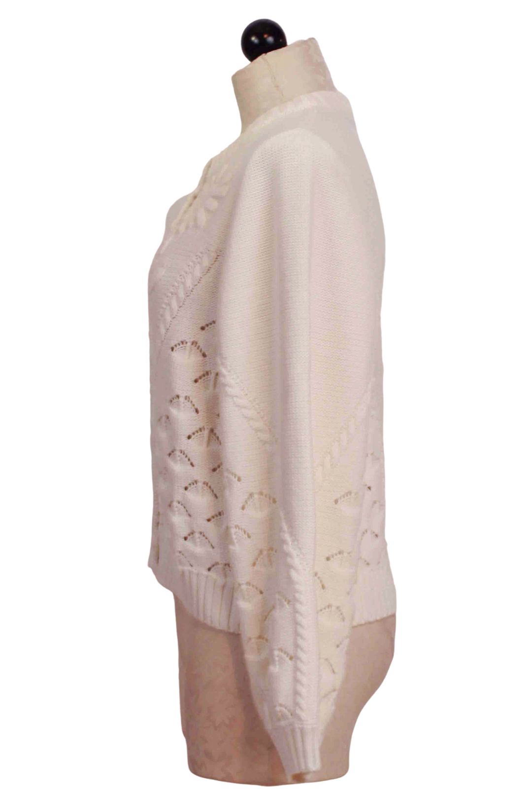 side view of Ivory Arlene Sweater Cardigan by Cleobella