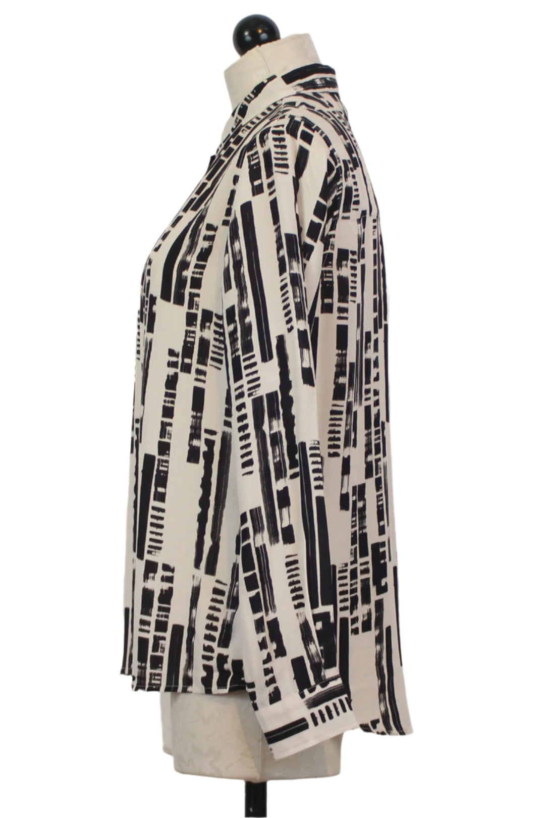 side view of The Asune Shirt by SKFK in the Small Brush fabric