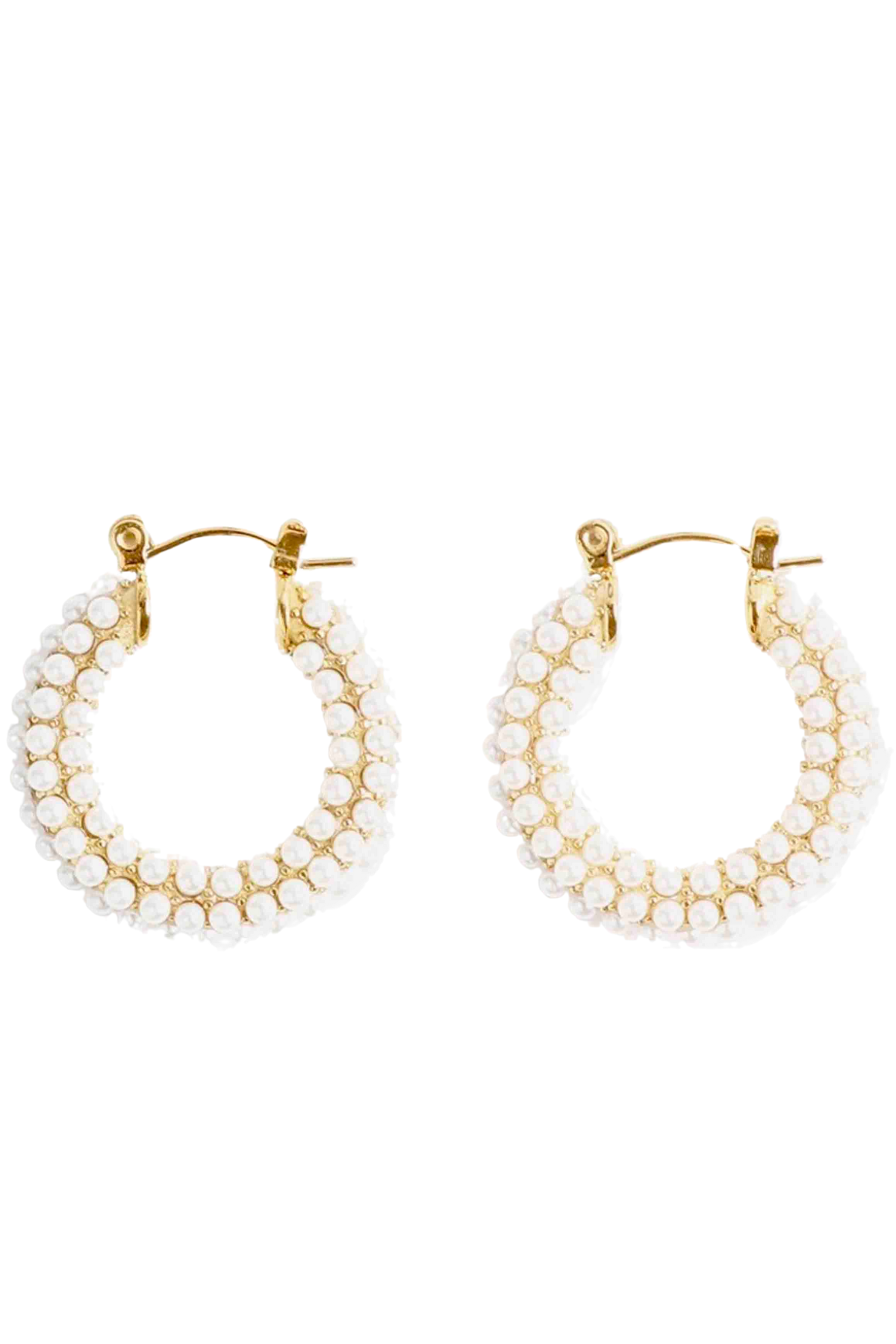 Gold Ivory Glass Pearl Audrey Hoops by Marrin Costello