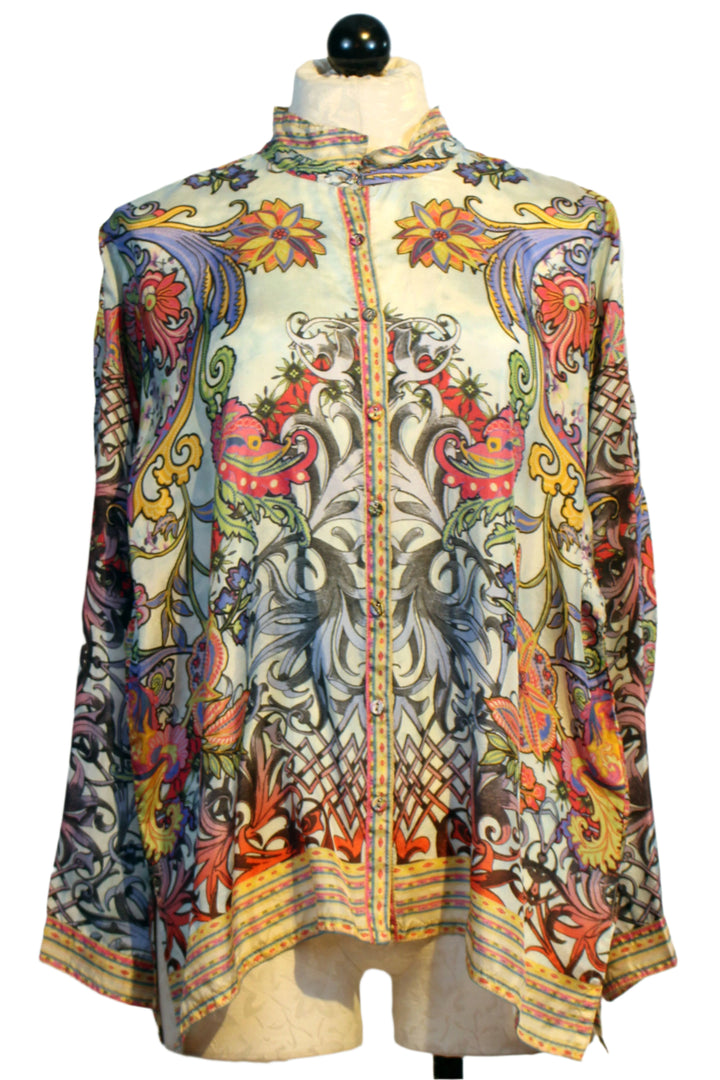 Audrey Oversized Blouse by Johnny Was in the colorful Akai print