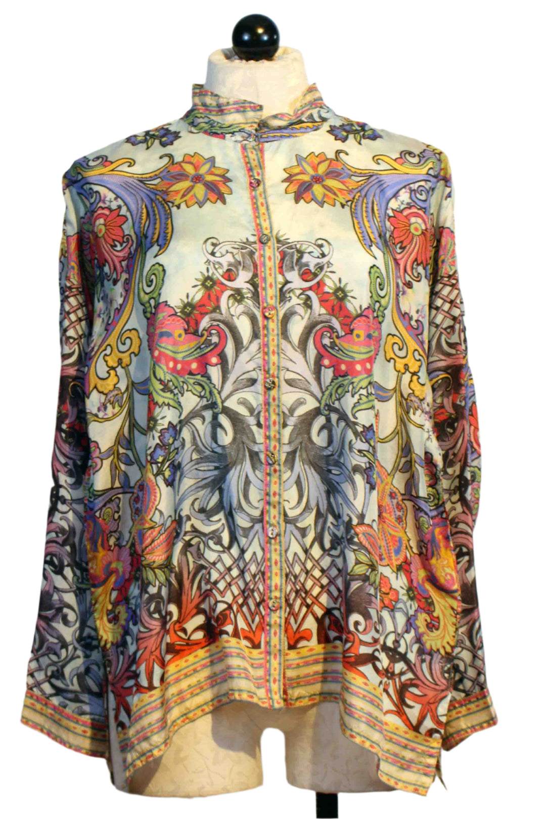 Audrey Oversized Blouse by Johnny Was in the colorful Akai print