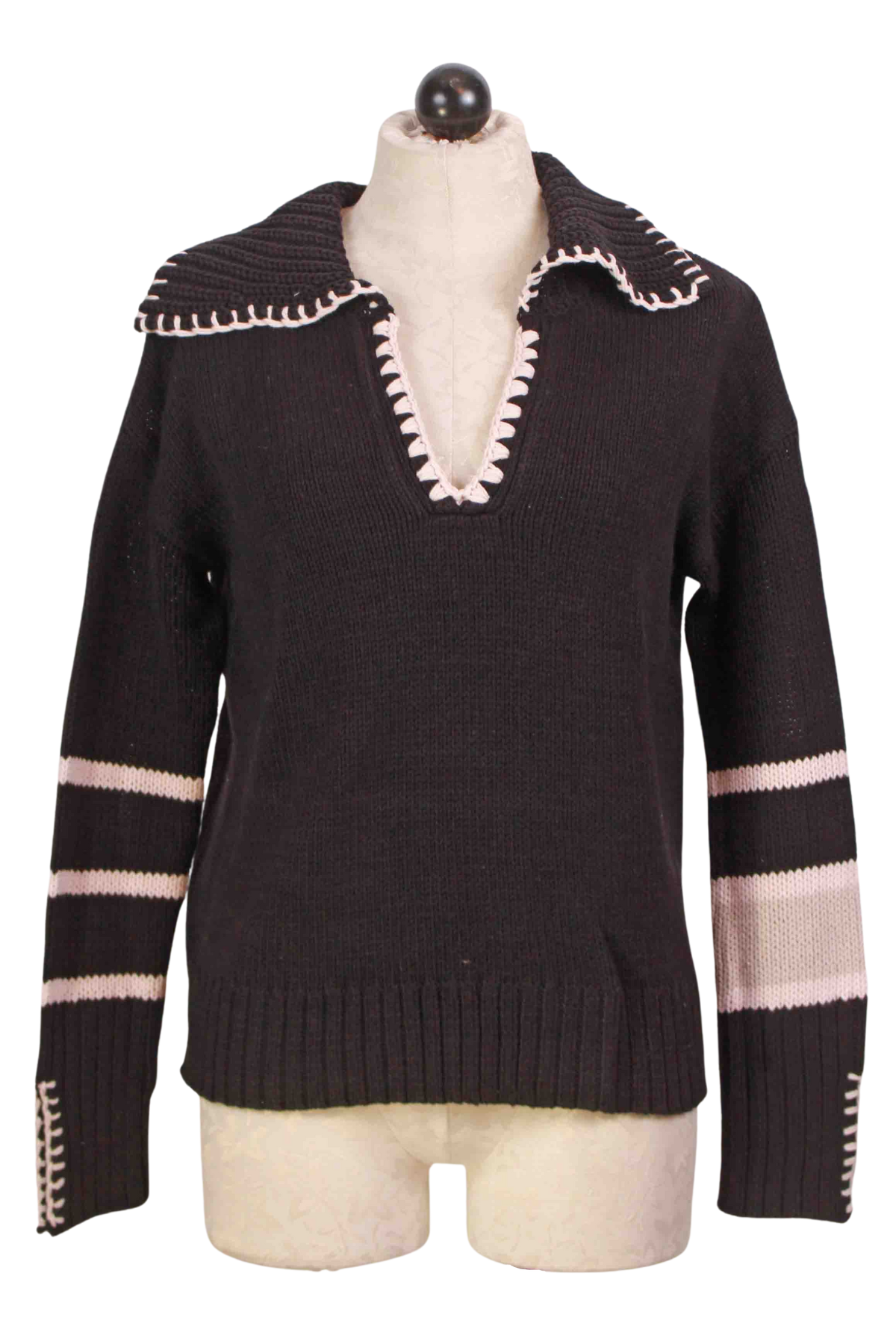 Black Collar Call Sweater by Lisa Todd 
