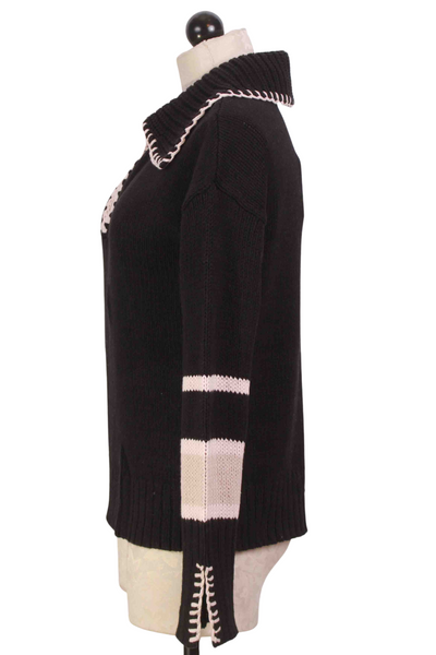 side view of Black Collar Call Sweater by Lisa Todd