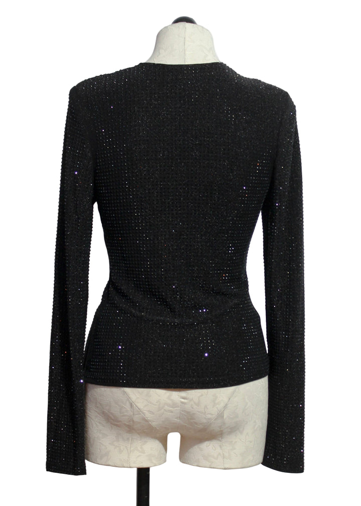 back view of Mariah Sequined V Neck Top by Jessie Liu