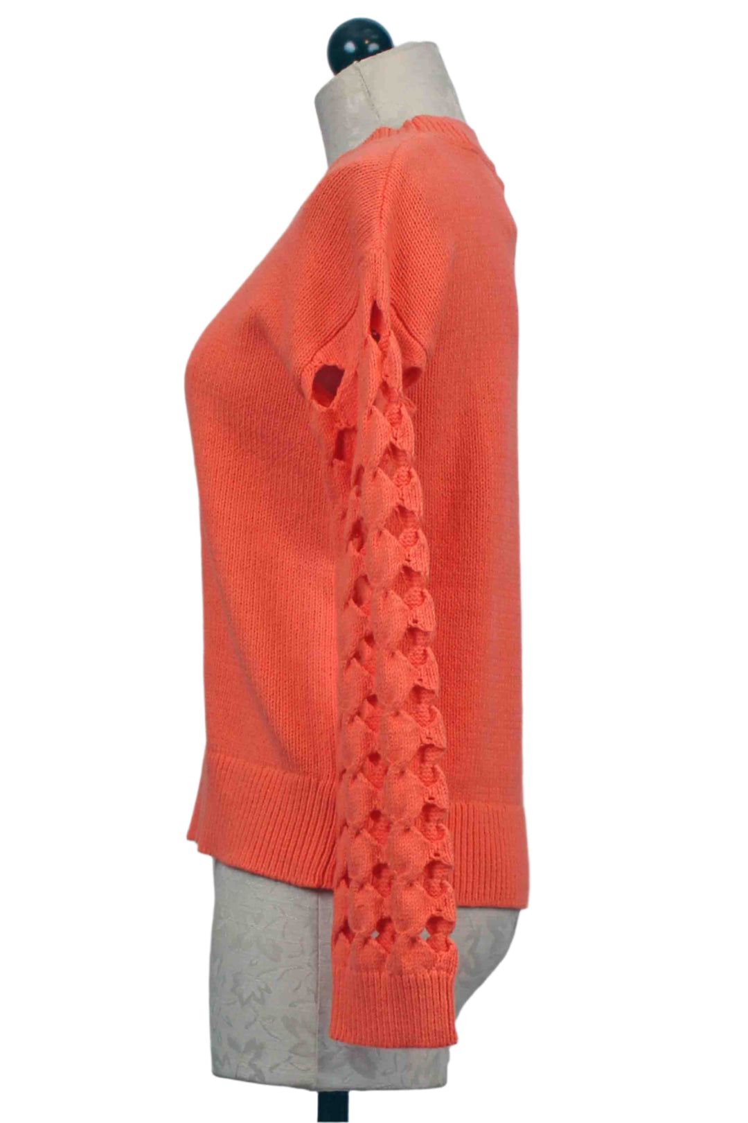 side view of Neon Orange After Hours Sweater by Lisa Todd