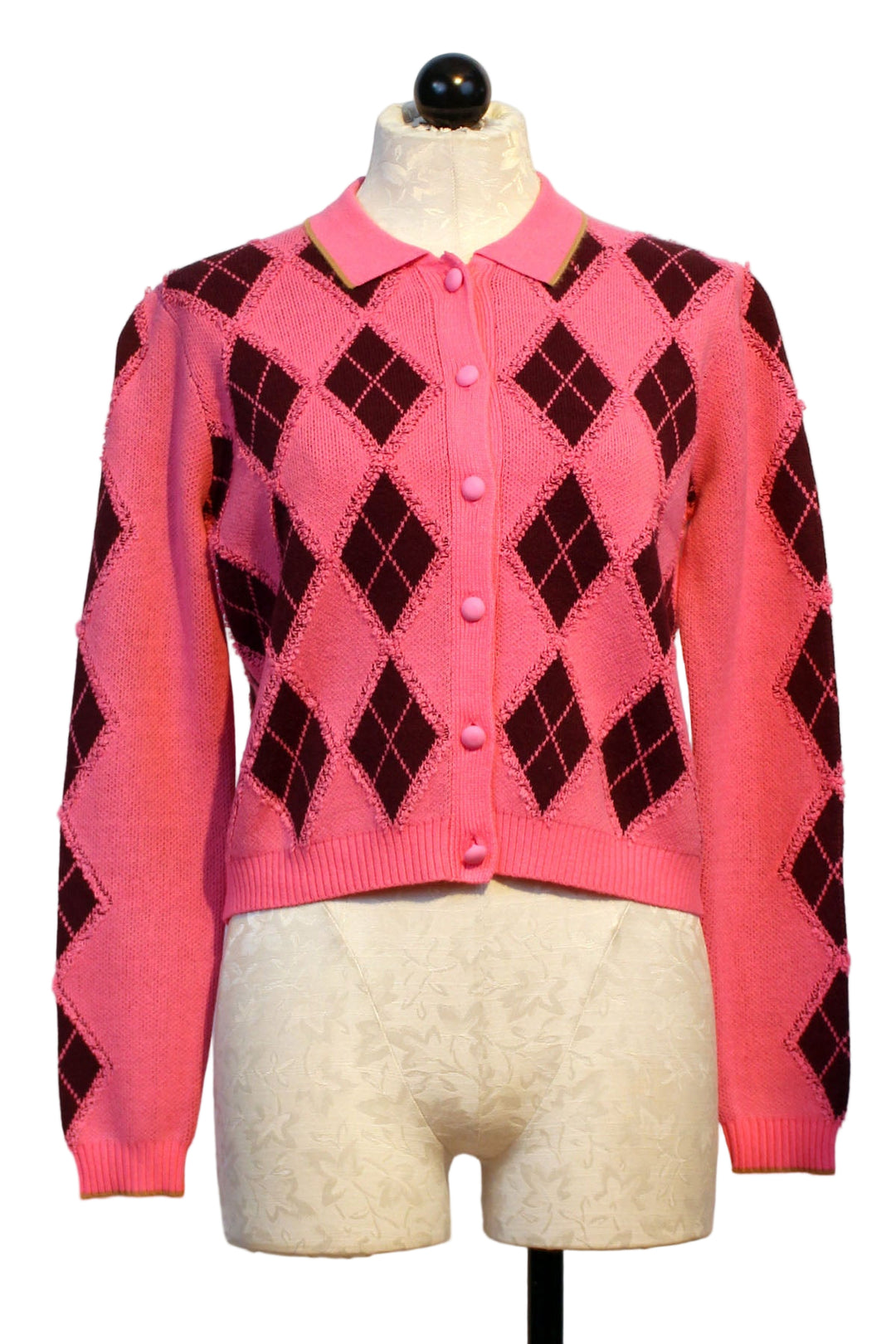 Neon Pink Diamond Dip Cardigan by Lisa Todd
