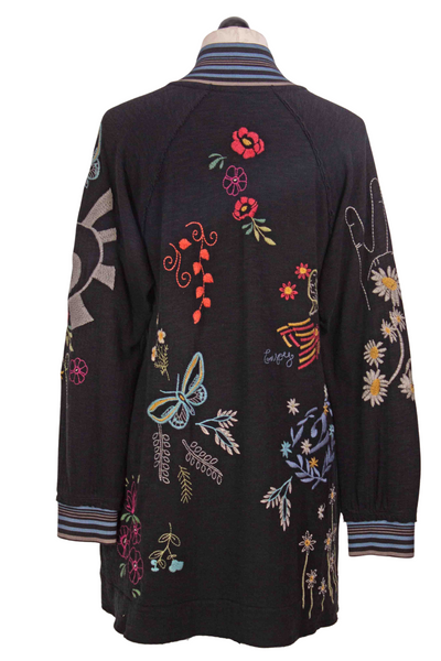 back view of Black Merida Embroidered Jacket by Johnny Was