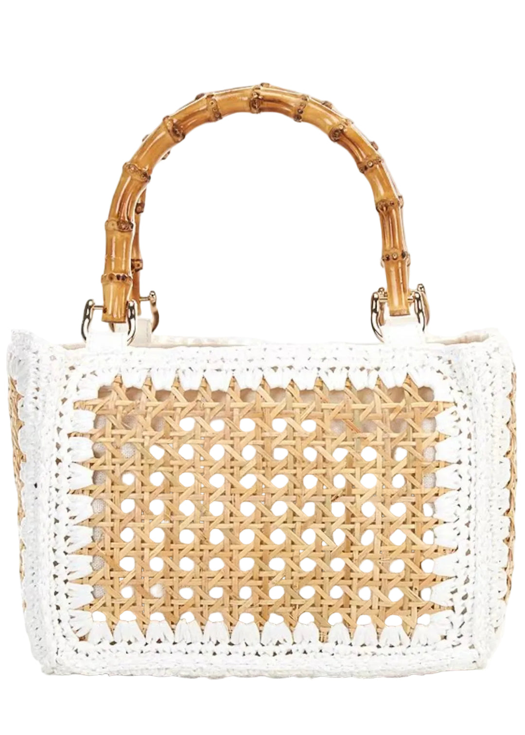 The Elodie Top Handle Bag by BTB Los Angeles in Natural White
