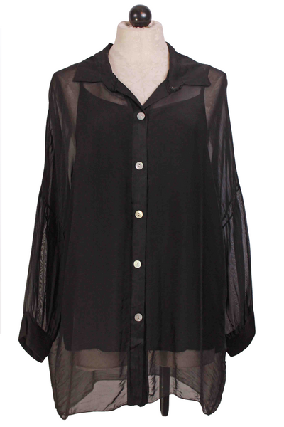 Sheer Black Bianca Blouse by Scandal Italy with a matching cami