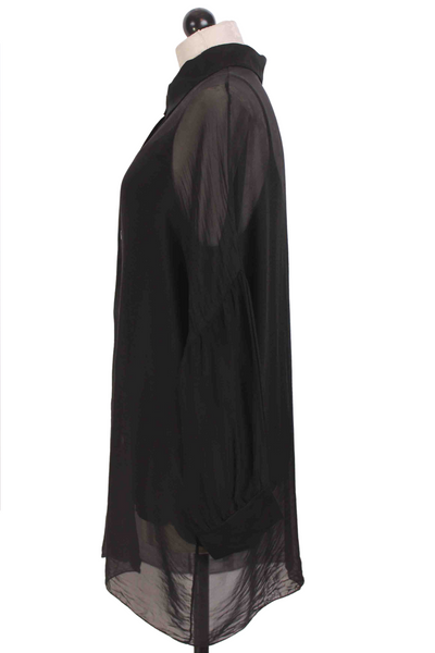 side view of Sheer Black Bianca Blouse by Scandal Italy with a matching cami