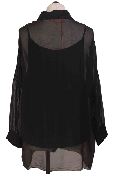 back view of Sheer Black Bianca Blouse by Scandal Italy with a matching cami