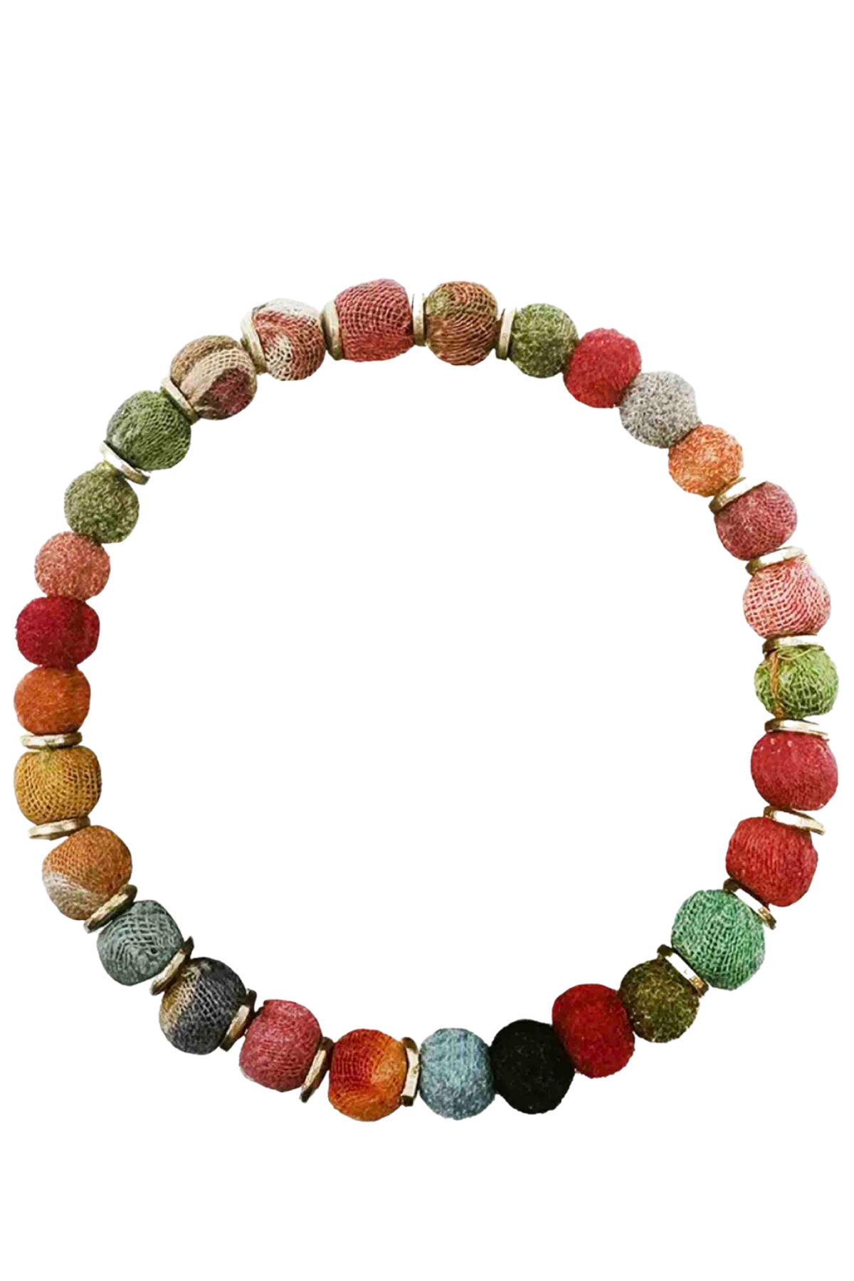 Multicolored Kantha Pom Pom Bracelet by World Finds