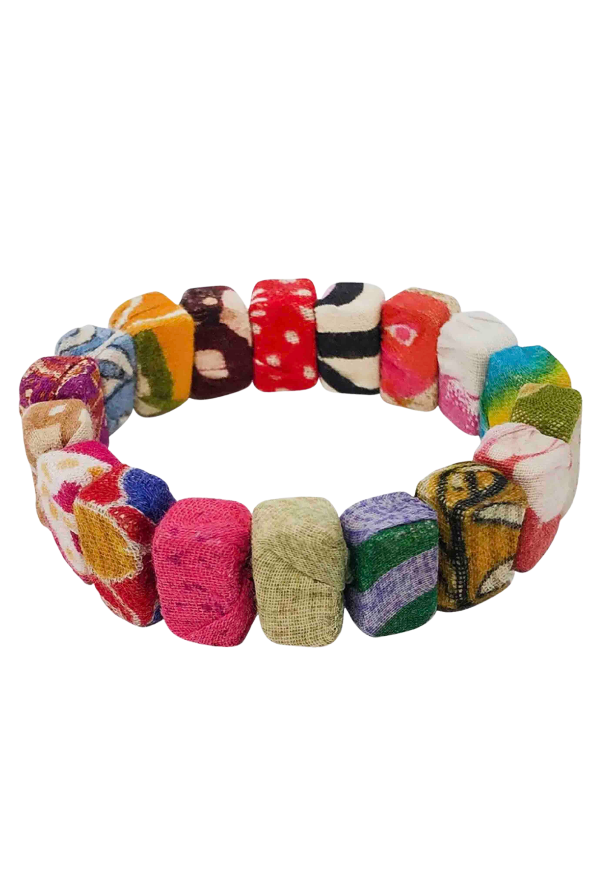 Multicolored Kantha Block Bracelet by World Finds