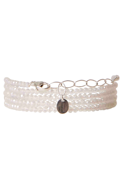Mystic Clear Quartz 5 Wrap Crystal Bracelet by Chan Luu with the Silver 1" extender clasp