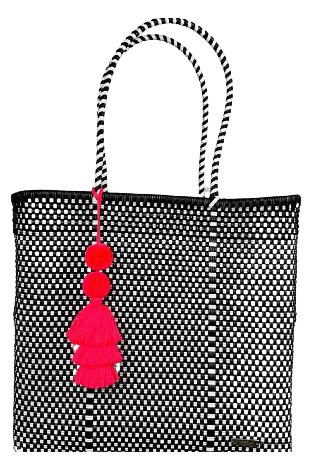 Black and White Checkers Playera Tote by Valerosa Boutique