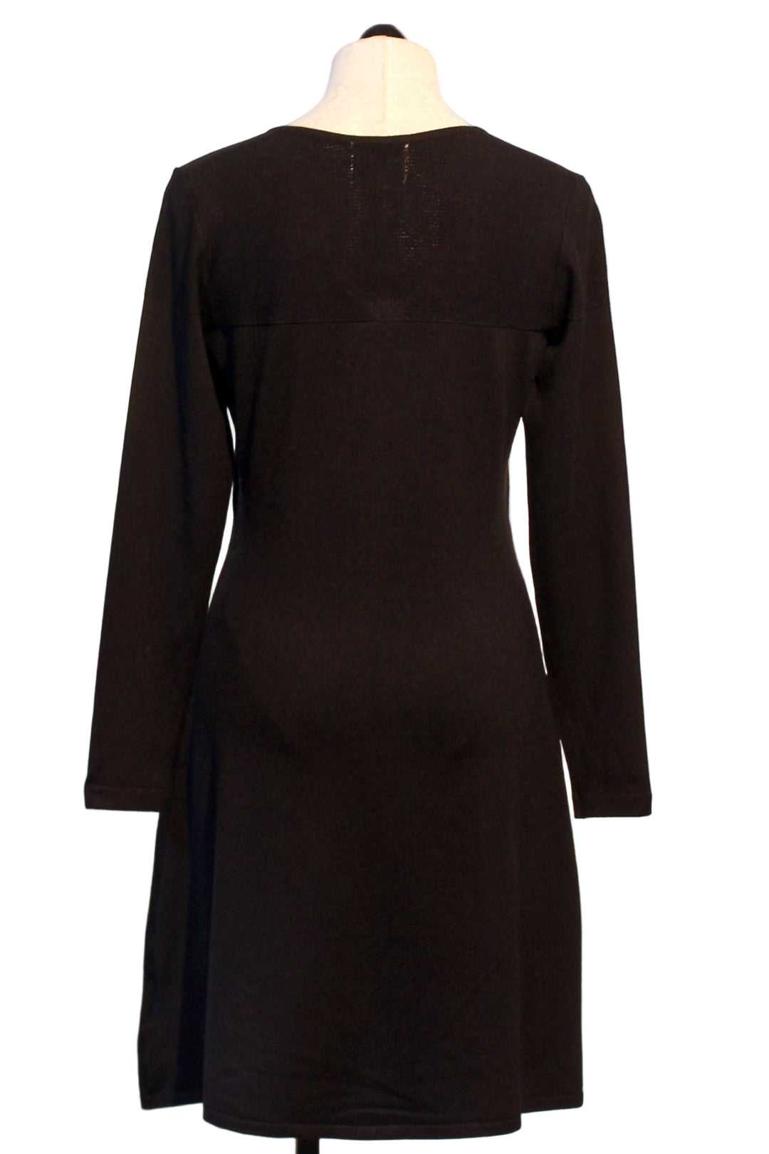 back view of Black Sequined Bow Flared Dress by Leo & Ugo
