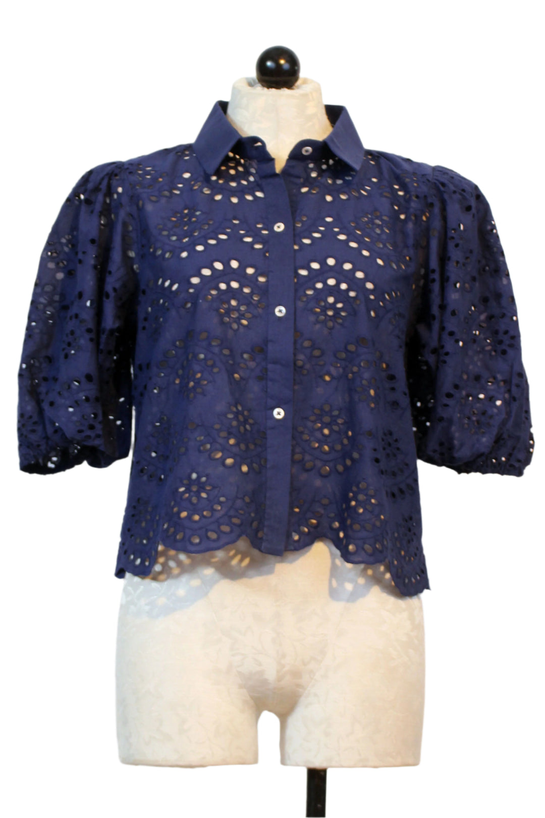 Navy Babs Eyelet Top by Gretchen Scott