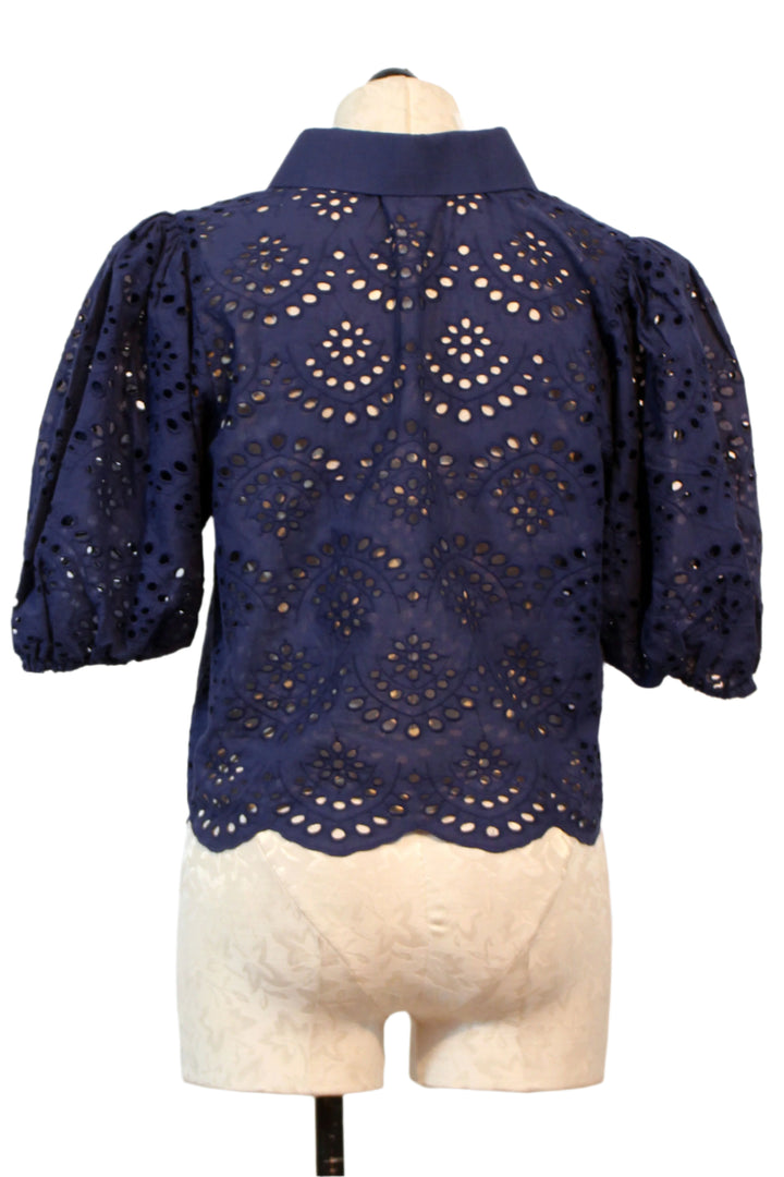 back view of Navy Babs Eyelet Top by Gretchen Scott