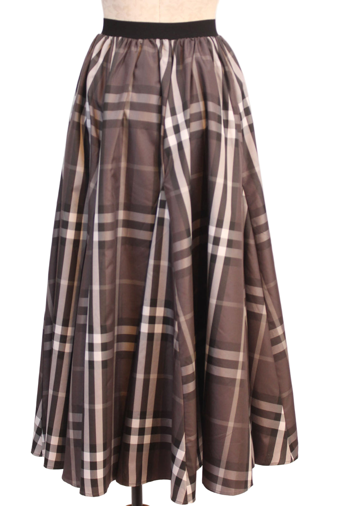 back view of Classic Grey Plaid Midi Skirt by Zero Degree Celsius