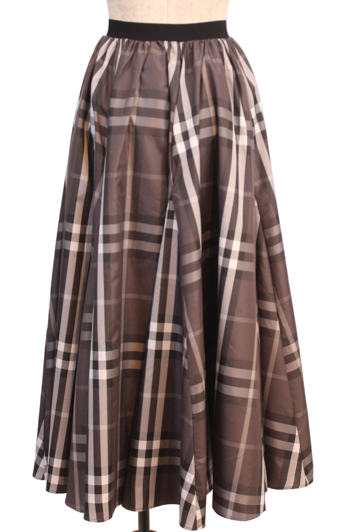 back view of Classic Grey Plaid Midi Skirt by Zero Degree Celsius