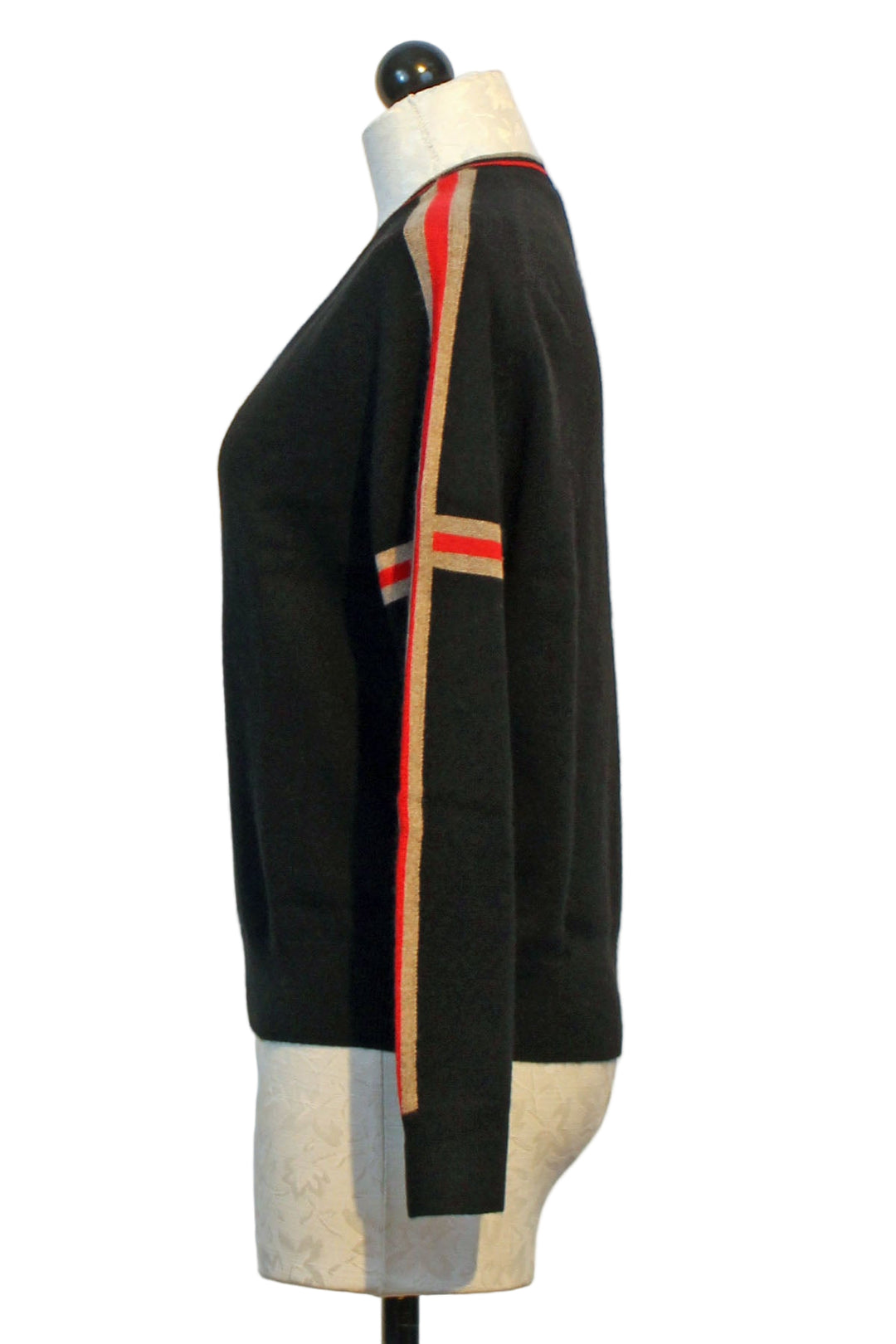 side view of Black Baquo V Neck Sweater by Aldo Martins