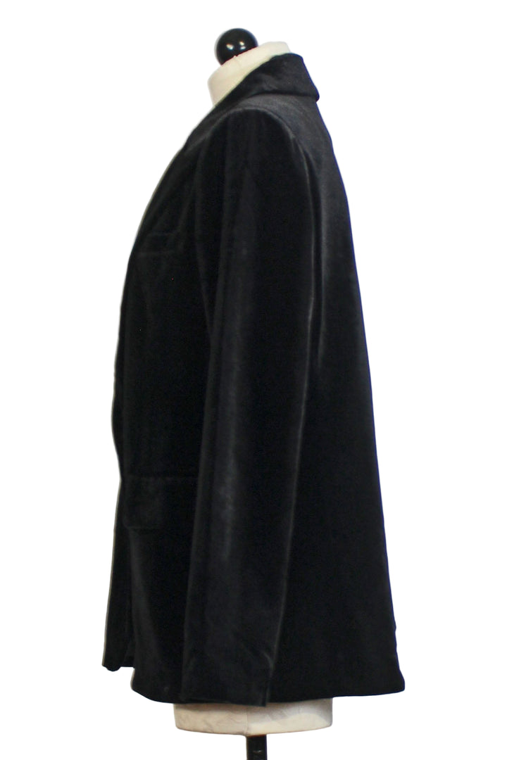 side view of Black Lizzy Single Button Velvet Blazer by Velvet Heart 