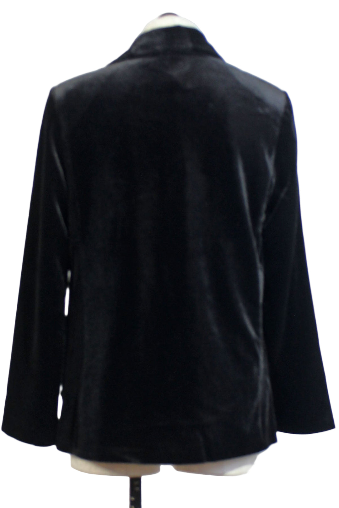 back view of Black Lizzy Single Button Velvet Blazer by Velvet Heart 