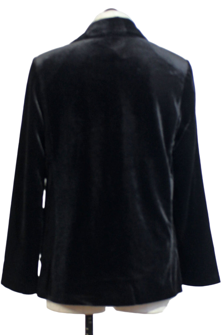 back view of Black Lizzy Single Button Velvet Blazer by Velvet Heart 